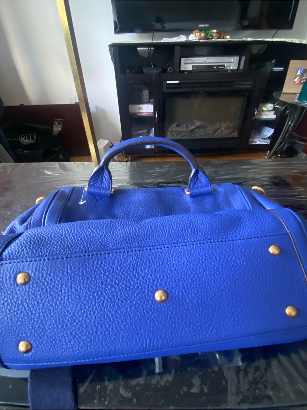 MCM Royal Blue Leather Crossbody Messenger Bag - Picture 9 of 11